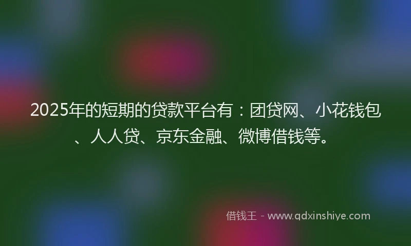 2025年的短期的贷款平台有：团贷网、小花钱包、人人贷、京东金融、微博借钱等。