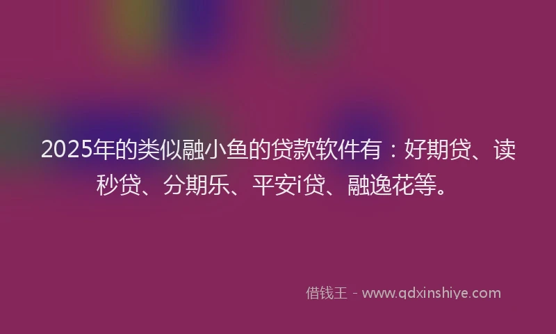2025年的类似融小鱼的贷款软件有：好期贷、读秒贷、分期乐、平安i贷、融逸花等。