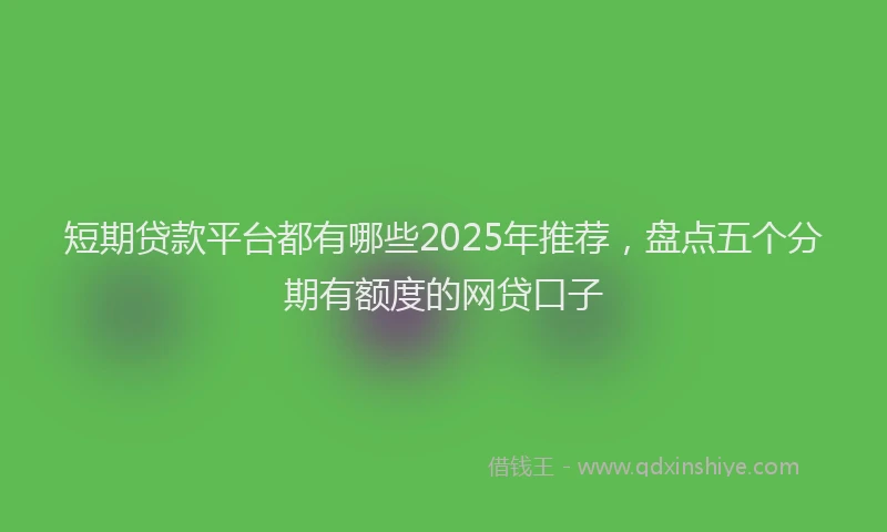 短期贷款平台都有哪些2025年推荐，盘点五个分期有额度的网贷口子