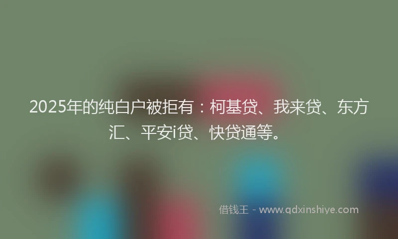 2025年的纯白户被拒有：柯基贷、我来贷、东方汇、平安i贷、快贷通等。