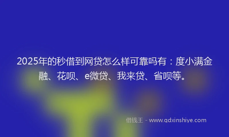 2025年的秒借到网贷怎么样可靠吗有：度小满金融、花呗、e微贷、我来贷、省呗等。