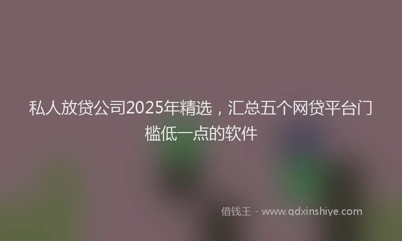私人放贷公司2025年精选，汇总五个网贷平台门槛低一点的软件