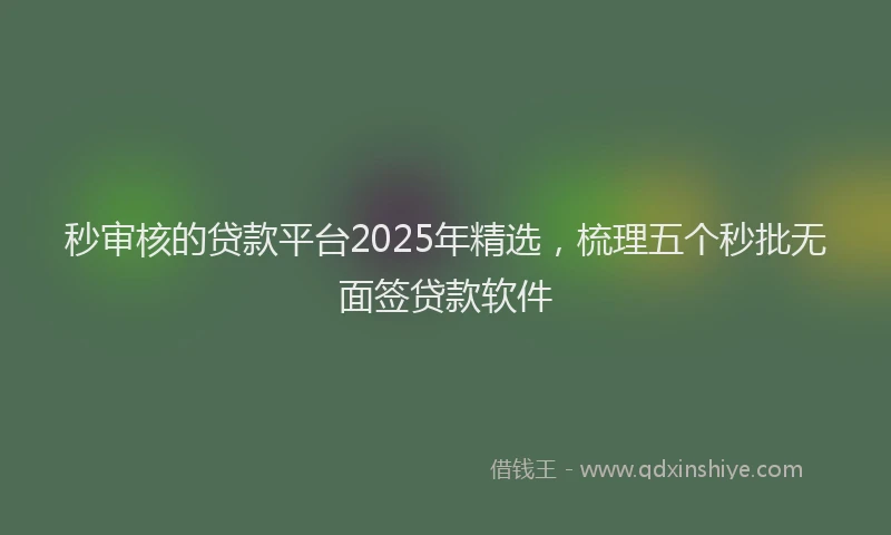 秒审核的贷款平台2025年精选，梳理五个秒批无面签贷款软件