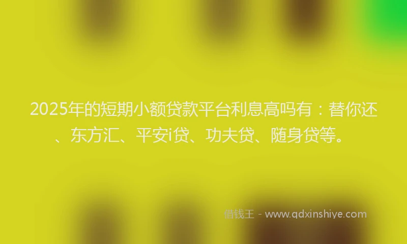 2025年的短期小额贷款平台利息高吗有：替你还、东方汇、平安i贷、功夫贷、随身贷等。