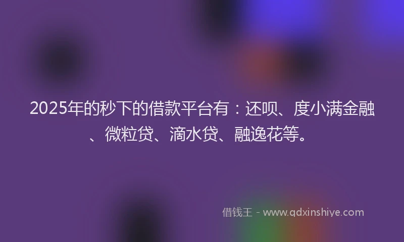 2025年的秒下的借款平台有：还呗、度小满金融、微粒贷、滴水贷、融逸花等。
