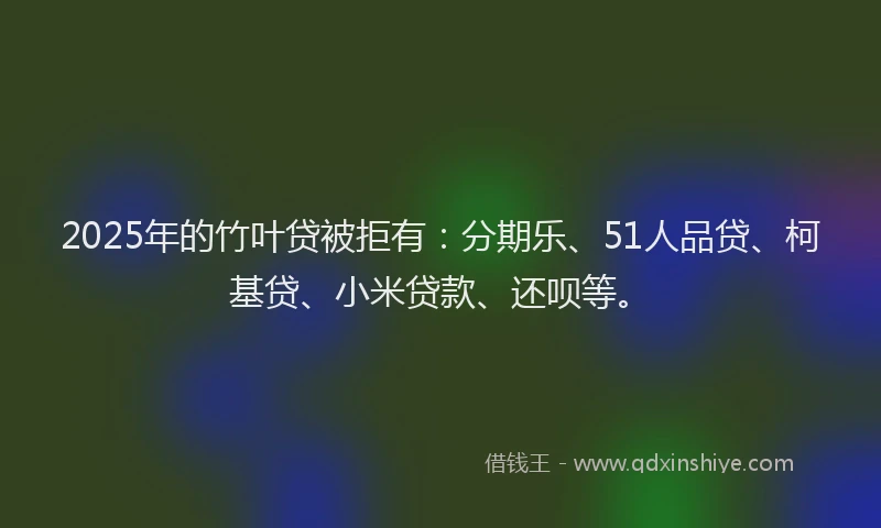 2025年的竹叶贷被拒有：分期乐、51人品贷、柯基贷、小米贷款、还呗等。