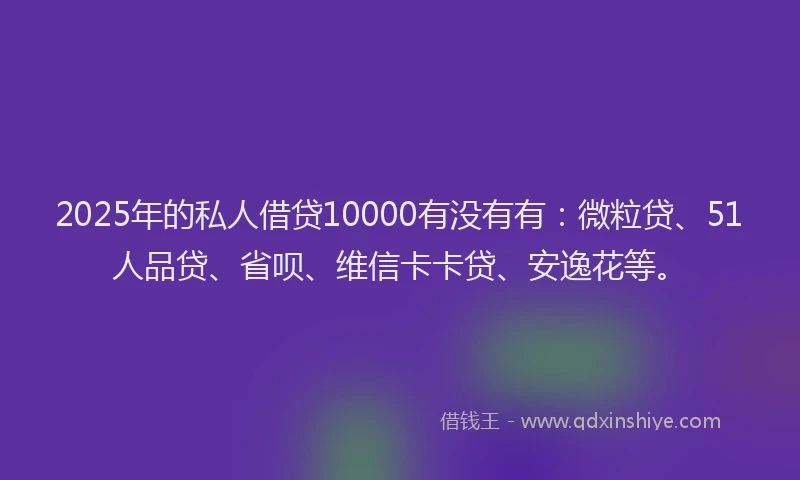 2025年的私人借贷10000有没有有：微粒贷、51人品贷、省呗、维信卡卡贷、安逸花等。
