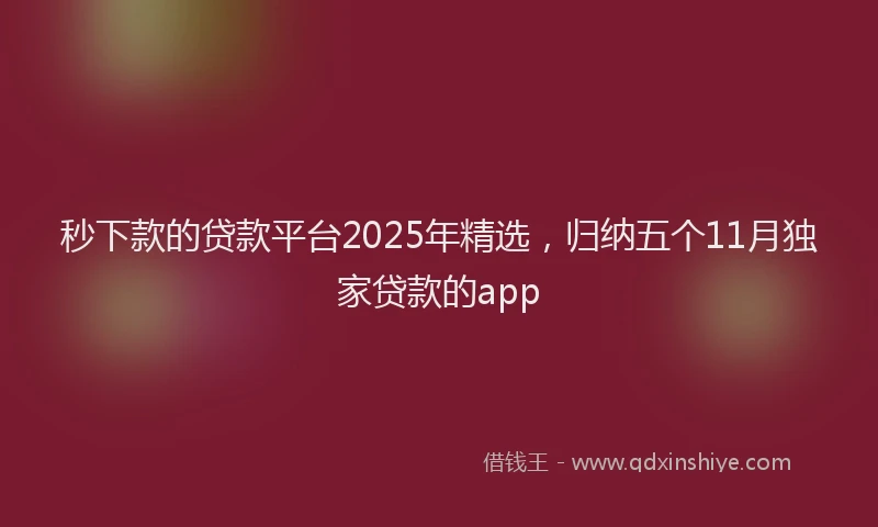 秒下款的贷款平台2025年精选，归纳五个11月独家贷款的app