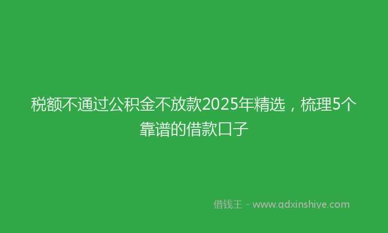 税额不通过公积金不放款2025年精选，梳理5个靠谱的借款口子