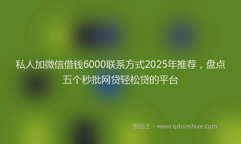 私人加微信借钱6000联系方式2025年推荐，盘点五个秒批网贷轻松贷的平台