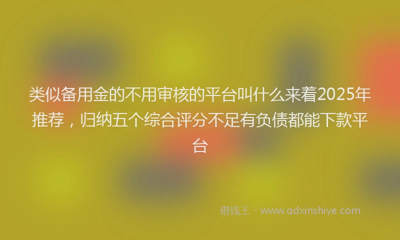 类似备用金的不用审核的平台叫什么来着2025年推荐，归纳五个综合评分不足有负债都能下款平台
