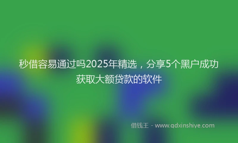 秒借容易通过吗2025年精选，分享5个黑户成功获取大额贷款的软件
