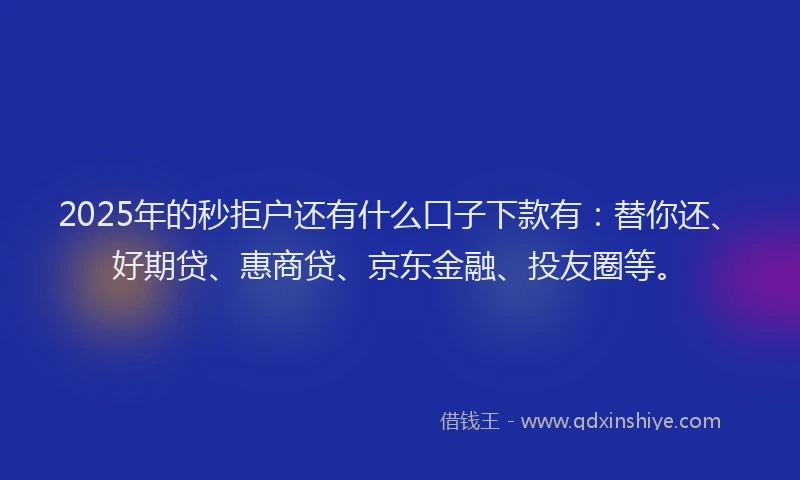 2025年的秒拒户还有什么口子下款有：替你还、好期贷、惠商贷、京东金融、投友圈等。