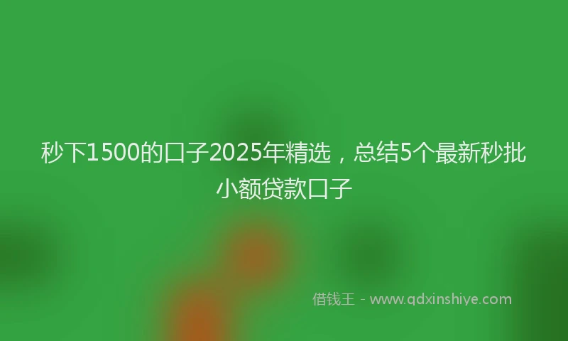 秒下1500的口子2025年精选，总结5个最新秒批小额贷款口子
