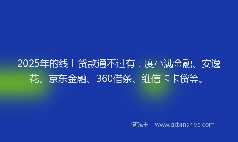 2025年的线上贷款通不过有：度小满金融、安逸花、京东金融、360借条、维信卡卡贷等。