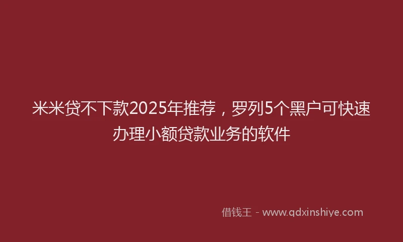 米米贷不下款2025年推荐，罗列5个黑户可快速办理小额贷款业务的软件