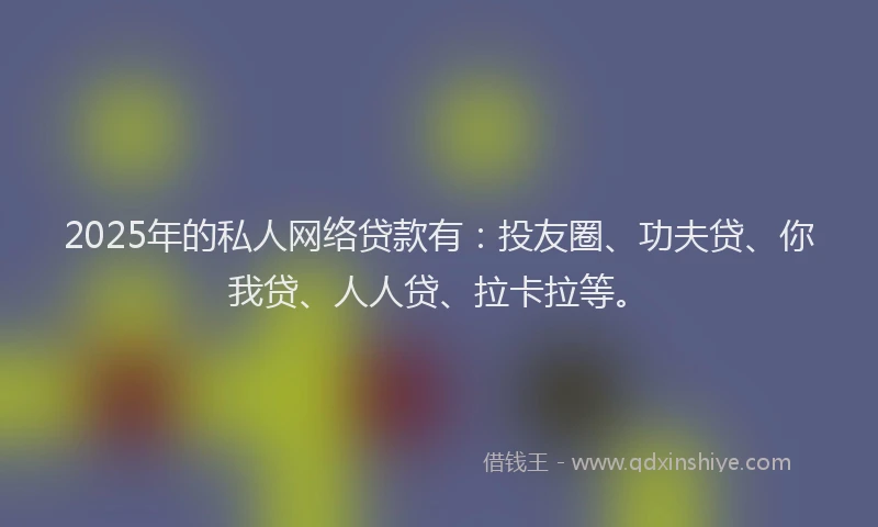 2025年的私人网络贷款有：投友圈、功夫贷、你我贷、人人贷、拉卡拉等。