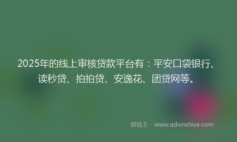 2025年的线上审核贷款平台有：平安口袋银行、读秒贷、拍拍贷、安逸花、团贷网等。