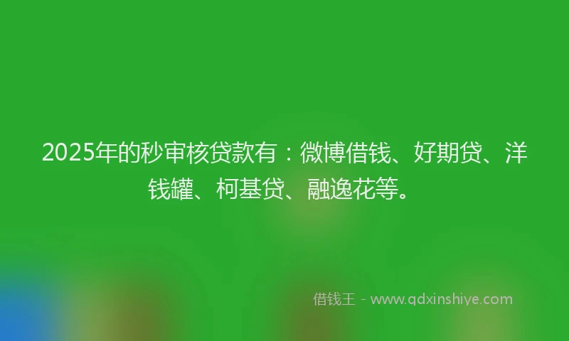 2025年的秒审核贷款有：微博借钱、好期贷、洋钱罐、柯基贷、融逸花等。