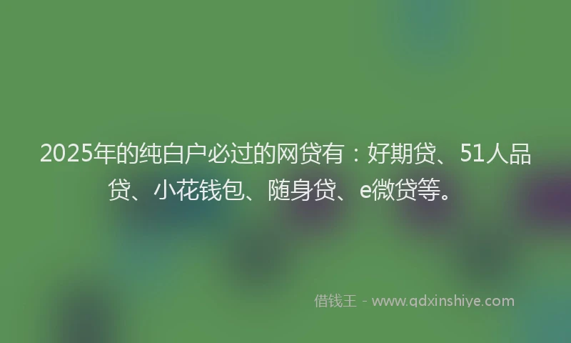 2025年的纯白户必过的网贷有：好期贷、51人品贷、小花钱包、随身贷、e微贷等。