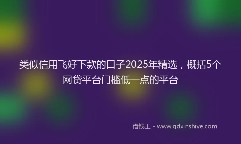 类似信用飞好下款的口子2025年精选，概括5个网贷平台门槛低一点的平台