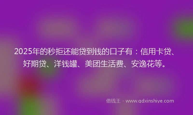 2025年的秒拒还能贷到钱的口子有：信用卡贷、好期贷、洋钱罐、美团生活费、安逸花等。