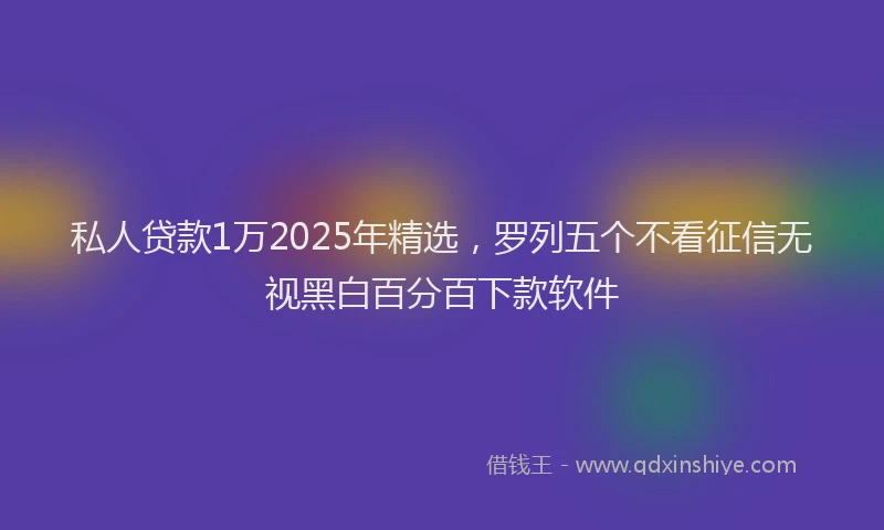 私人贷款1万2025年精选，罗列五个不看征信无视黑白百分百下款软件