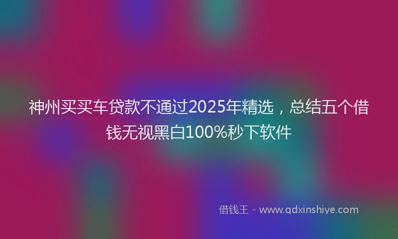 神州买买车贷款不通过2025年精选，总结五个借钱无视黑白100%秒下软件
