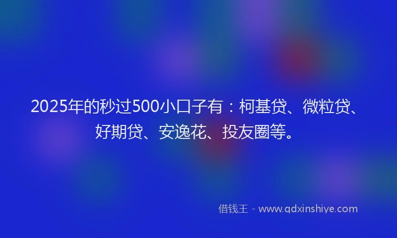 2025年的秒过500小口子有：柯基贷、微粒贷、好期贷、安逸花、投友圈等。