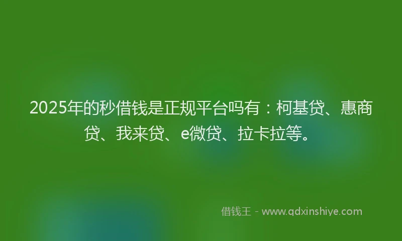 2025年的秒借钱是正规平台吗有：柯基贷、惠商贷、我来贷、e微贷、拉卡拉等。