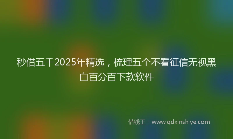 秒借五千2025年精选，梳理五个不看征信无视黑白百分百下款软件
