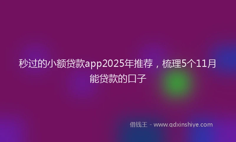秒过的小额贷款app2025年推荐，梳理5个11月能贷款的口子