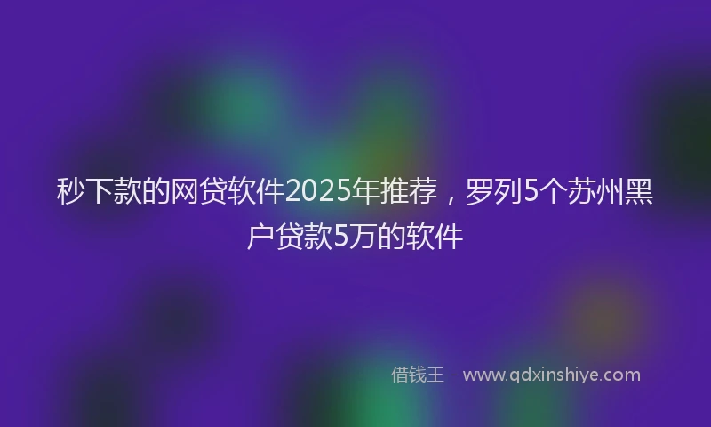 秒下款的网贷软件2025年推荐，罗列5个苏州黑户贷款5万的软件