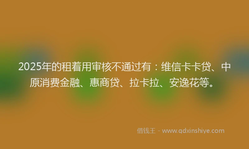 2025年的租着用审核不通过有：维信卡卡贷、中原消费金融、惠商贷、拉卡拉、安逸花等。