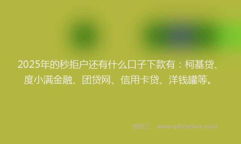 2025年的秒拒户还有什么口子下款有：柯基贷、度小满金融、团贷网、信用卡贷、洋钱罐等。