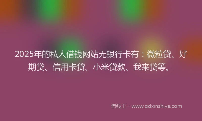 2025年的私人借钱网站无银行卡有：微粒贷、好期贷、信用卡贷、小米贷款、我来贷等。