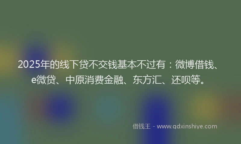 2025年的线下贷不交钱基本不过有：微博借钱、e微贷、中原消费金融、东方汇、还呗等。