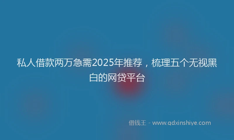 私人借款两万急需2025年推荐，梳理五个无视黑白的网贷平台