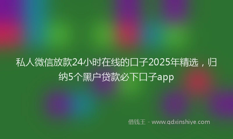 私人微信放款24小时在线的口子2025年精选，归纳5个黑户贷款必下口子app