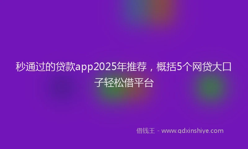 秒通过的贷款app2025年推荐，概括5个网贷大口子轻松借平台