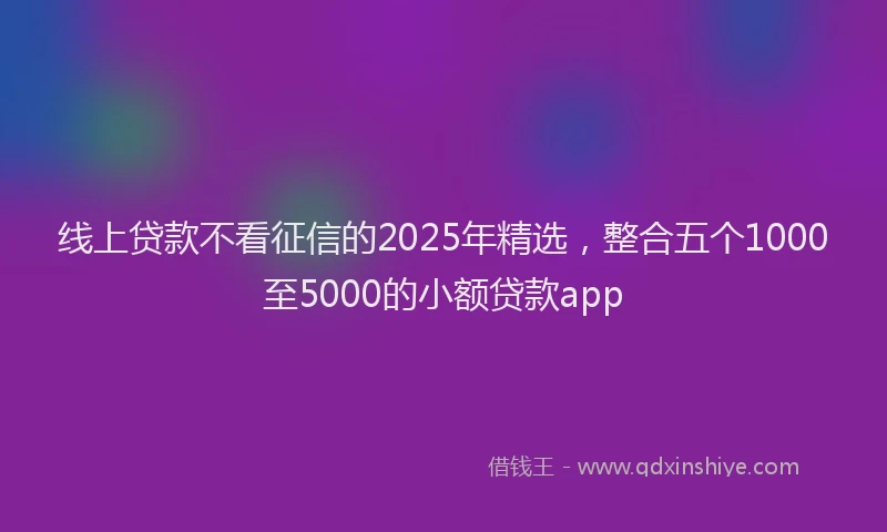 线上贷款不看征信的2025年精选，整合五个1000至5000的小额贷款app