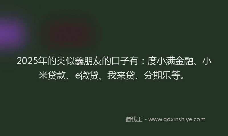 2025年的类似鑫朋友的口子有：度小满金融、小米贷款、e微贷、我来贷、分期乐等。