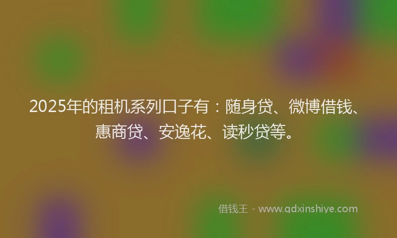 2025年的租机系列口子有：随身贷、微博借钱、惠商贷、安逸花、读秒贷等。