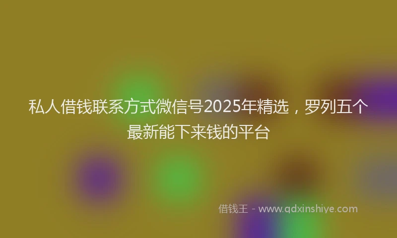 私人借钱联系方式微信号2025年精选，罗列五个最新能下来钱的平台
