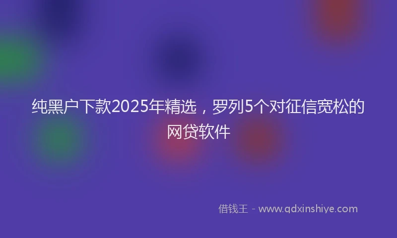 纯黑户下款2025年精选，罗列5个对征信宽松的网贷软件