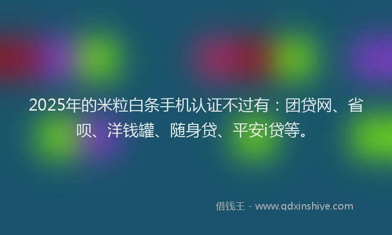 2025年的米粒白条手机认证不过有：团贷网、省呗、洋钱罐、随身贷、平安i贷等。