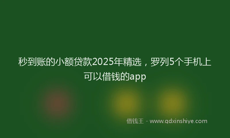 秒到账的小额贷款2025年精选，罗列5个手机上可以借钱的app