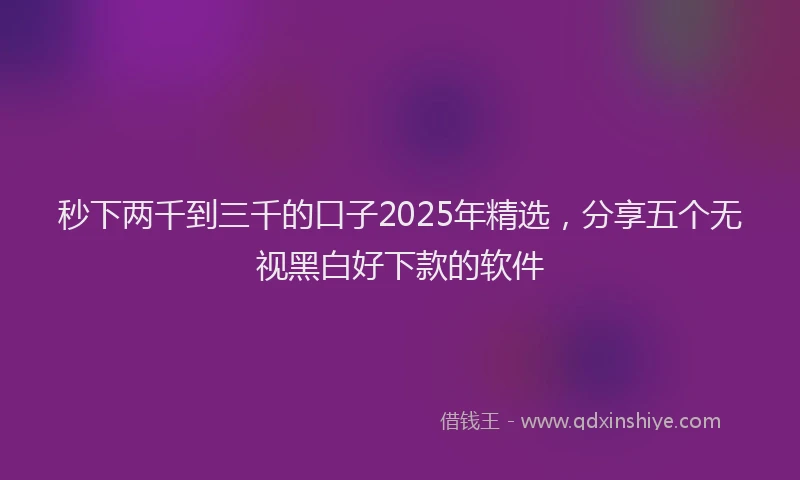 秒下两千到三千的口子2025年精选，分享五个无视黑白好下款的软件