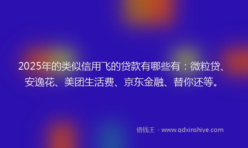 2025年的类似信用飞的贷款有哪些有：微粒贷、安逸花、美团生活费、京东金融、替你还等。