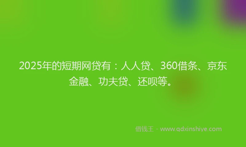 2025年的短期网贷有：人人贷、360借条、京东金融、功夫贷、还呗等。